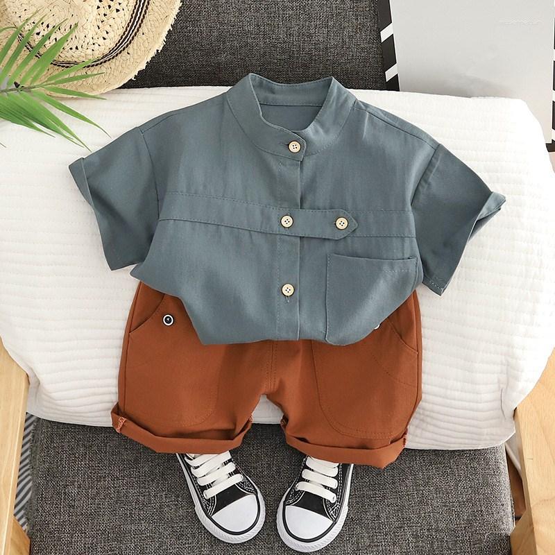 

Clothing Sets Summer Children Casual Shirt Set Boys Short Sleeve Shorts 2-Piece Baby Boy 1-5 Years, Green