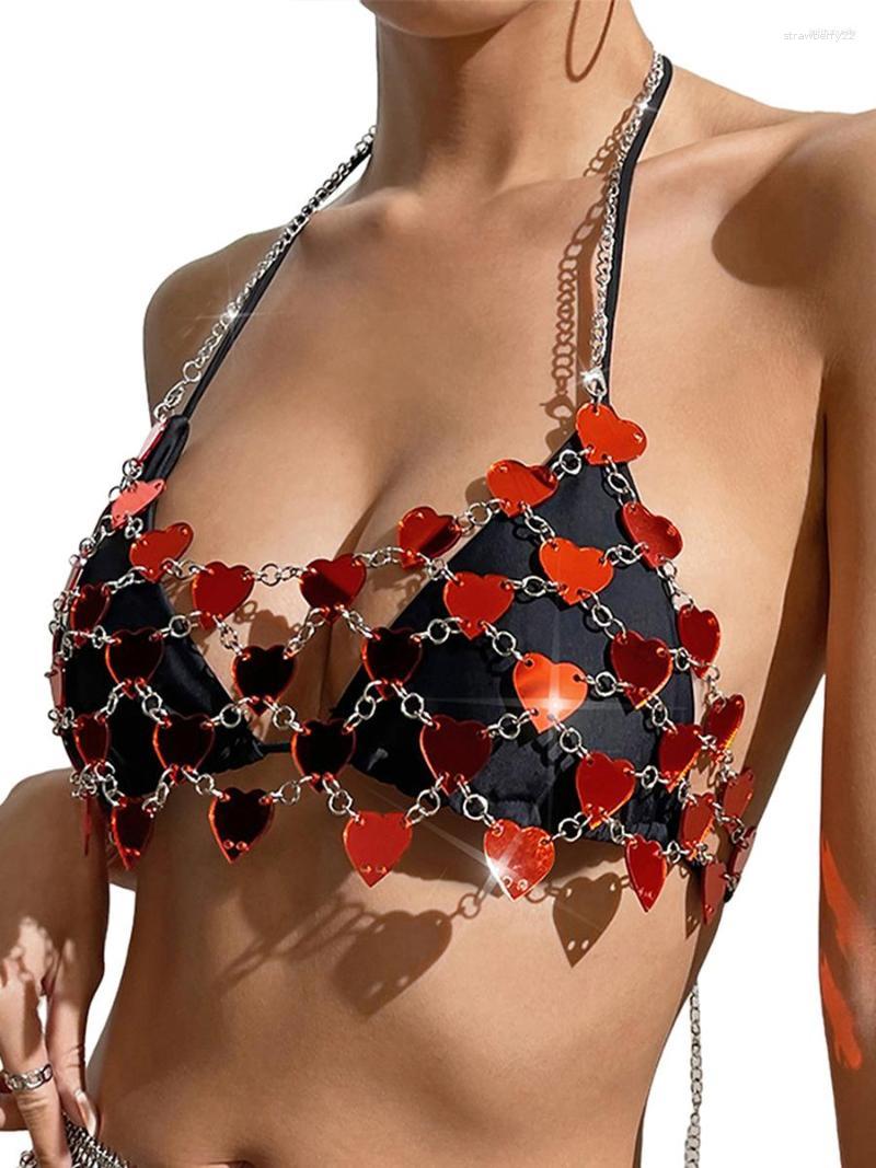 

Two Piece Dress Women Summer Skirts Outfits Acrylic Heart Halter Neck Sleeveless Tank Tops Short Skirt 2 Pieces Beachwear Suits (Red One, Red tops