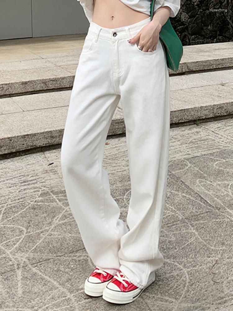 

Women's Jeans White High-Waisted Straight Versatile Slim Wide Leg Trousers 2023 Spring Korean Fashion Women Clothing, White trousers