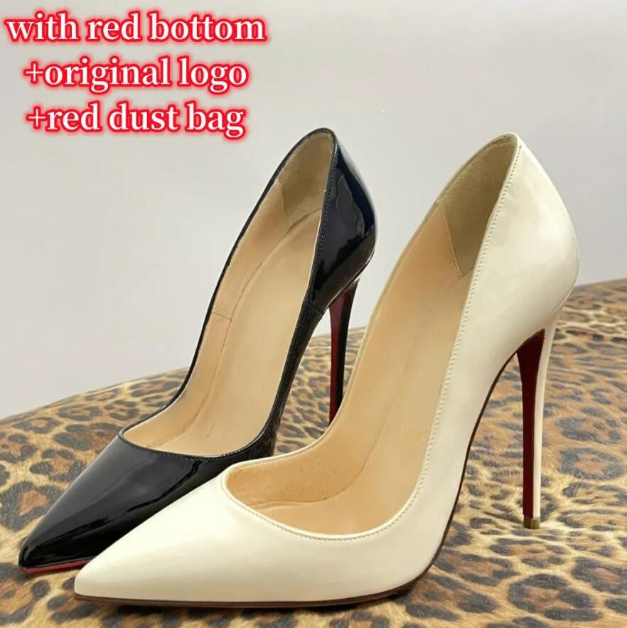 

Brand sandals shoes designer women's high heels red bright sole 8cm 10cm 12cm stiletto black nude patent leather women's pumps with dust bag 34-44