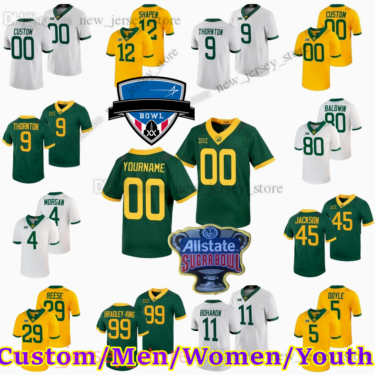 

Custom NCAA Baylor Bears Football Stitched Jerseys 45 Bryson Jackson 10 Robert Griffin III 75 Andrew Billings 63 Mike Singletary 98 Isaiah Hankins Men Women Youth, Add patch