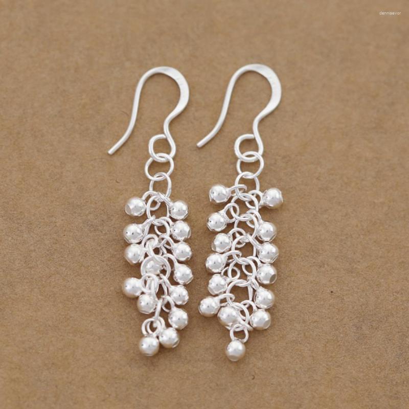 

Dangle Earrings Real S999 Fine Silver Lucky Grape Beads Tassels Women Gift