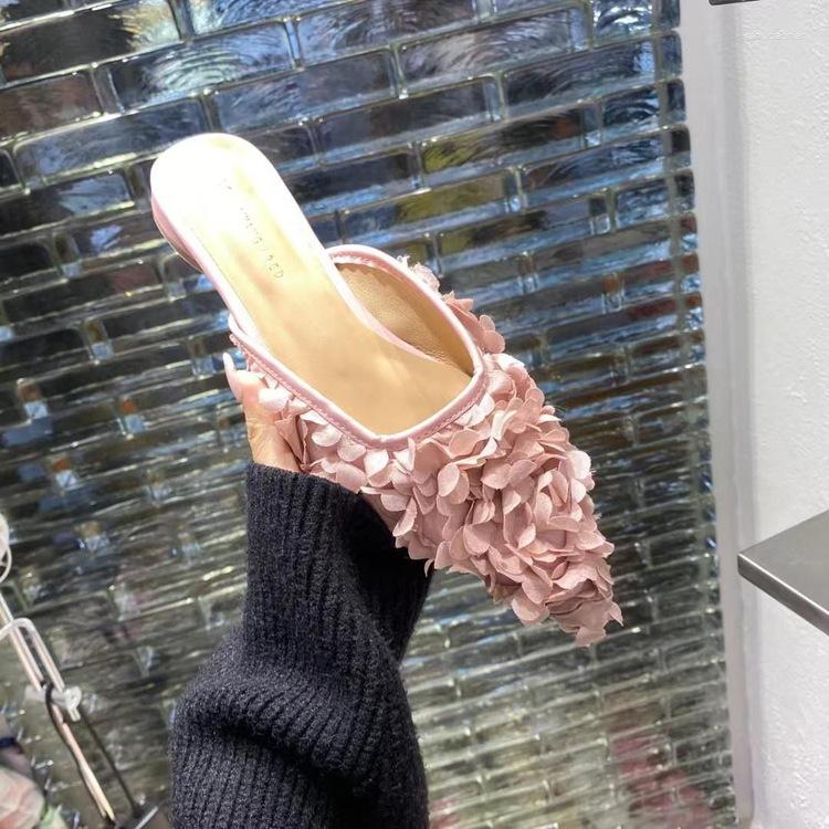 

Slippers Shoes Ladies' Low Hoof Heels Basic Fabric Rome PU Rubber Slides Cotton Woman 2023 Slipper P