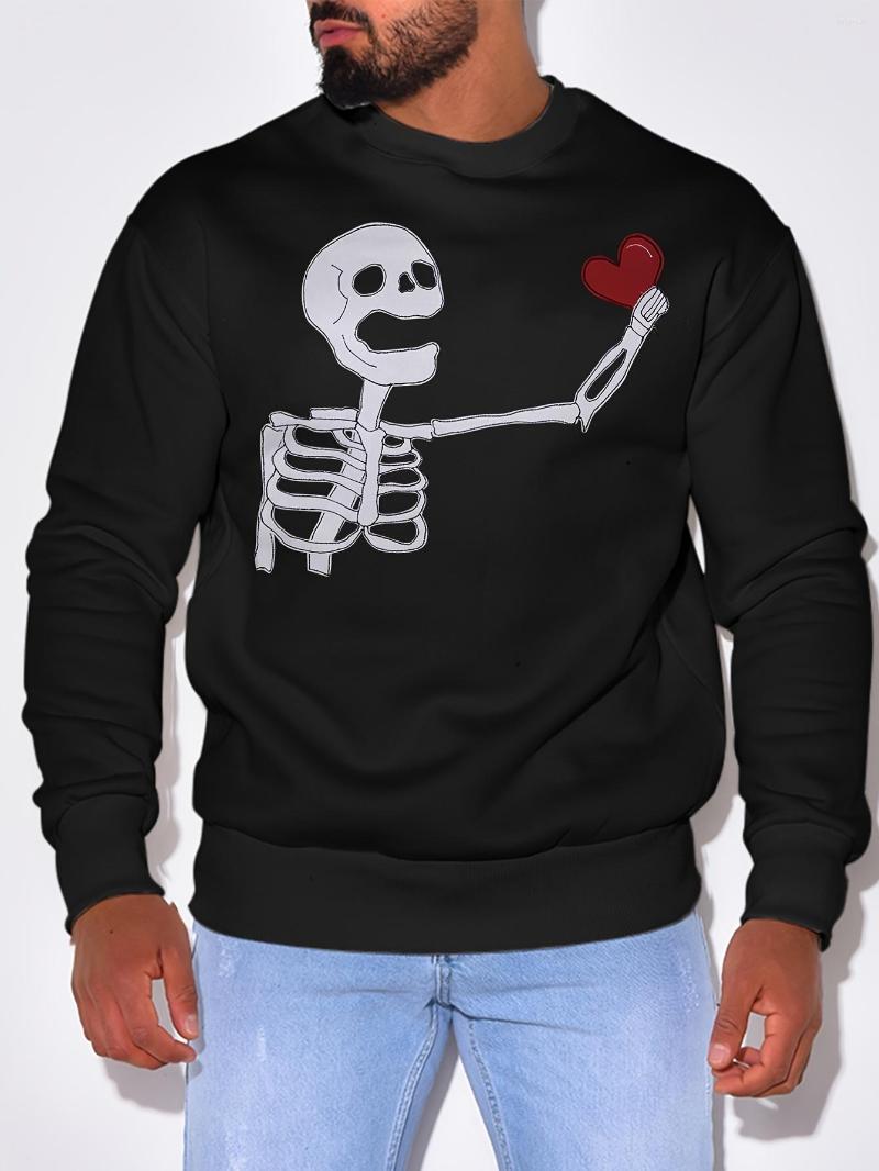 

Men's T Shirts Printed Pullover Sweatshirt Round Neck & Long Sleeves For Winter, Black