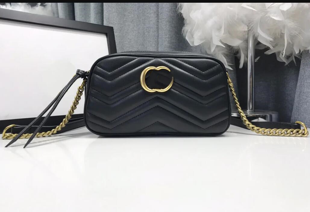 

Designer shoulder bag luxury marmont handbags golden letter womens camera bags Top-quality leather mini crossbody purses ladies fashion zig zag clutch, Black#double letter g