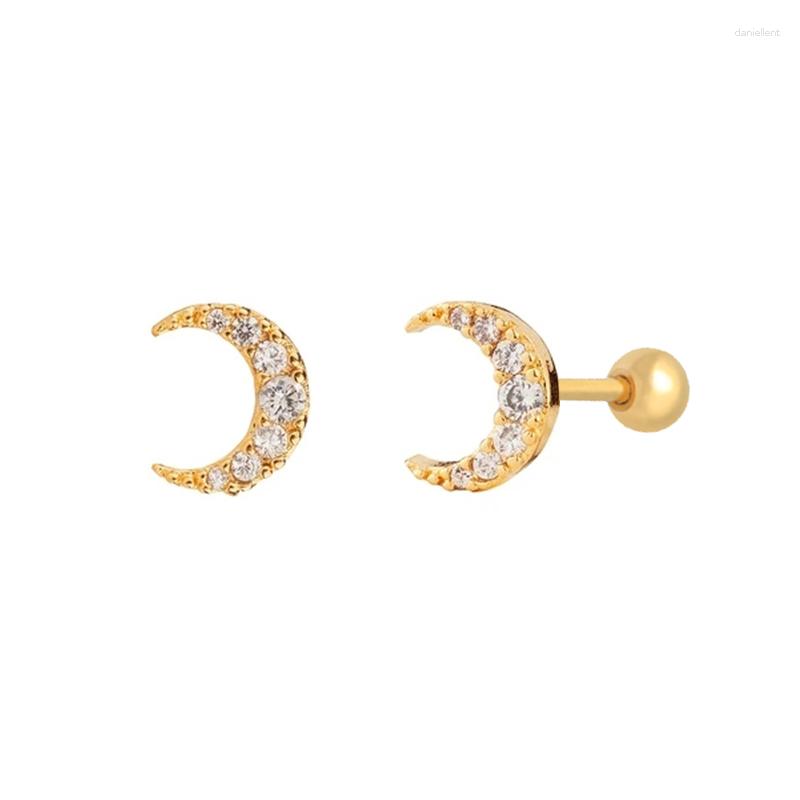 

Stud Earrings CANNER 1PC Real 925 Sterling Silver For Women Crown Thread Moon Stars Single Row Zircon Diamond Jewelry
