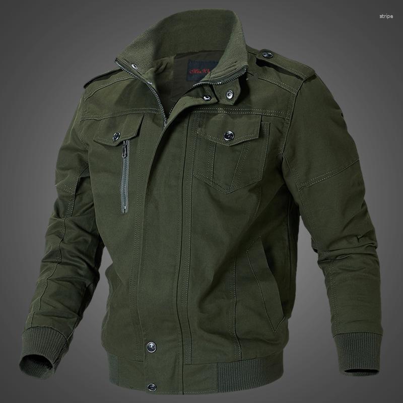 

Men's Jackets Men's Cargo Jacket Casual Fashion Brand Spring Autumn Stand Up Slim Military Bomber Men, Green