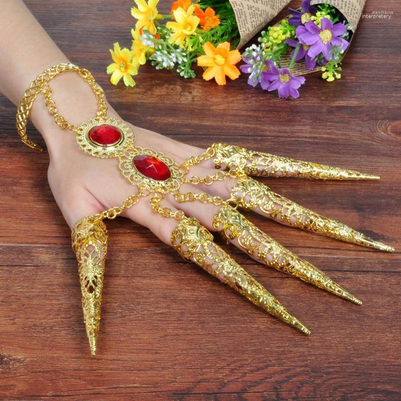 

Bangle Belly Dance Clothing Accessories Bracelet Finger Nails With Artificial Red Jewelry And Adjustable Wrist Part For Dancer