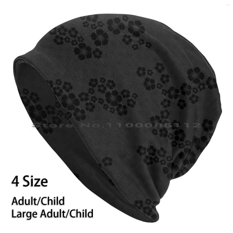 

Berets Pattern #4-Cherry Blossom Black Beanies Knit Hat Polkadots Polka Dots Cherryblossom Cherry Spring Flowers, Adult scarf mask