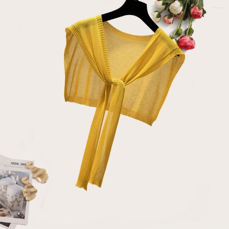 

Scarves Stylish Fake Lapel Lightweight Lace-up Comfortable Sunscreen See-through Small Knitting Shawl Summer Cape Dressing Up