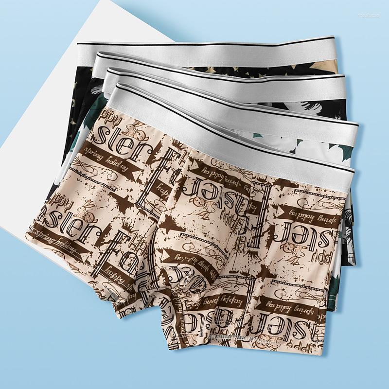 

Underpants Men's Ice Silk Breathable Quick Drying Flat Angle Shorts Trendy And Personalized Mid Waist Four Corner Cold Feeling Bottom