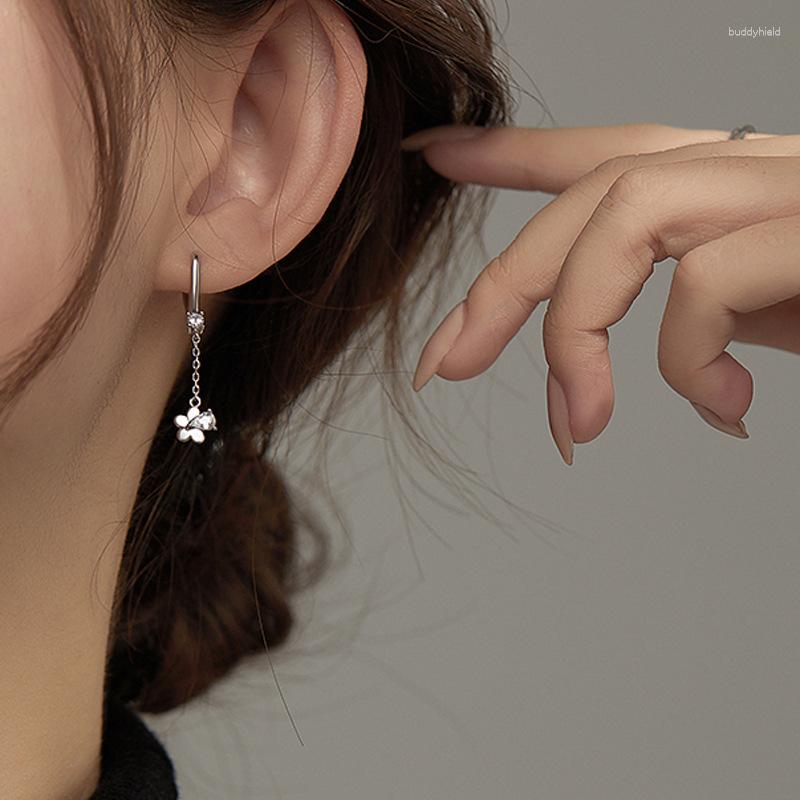 

Dangle Earrings Fresh Women Bohemian Tassel Drop Simple Flower Silver Plated Earring Charm Anti Allergy Party Jewelry