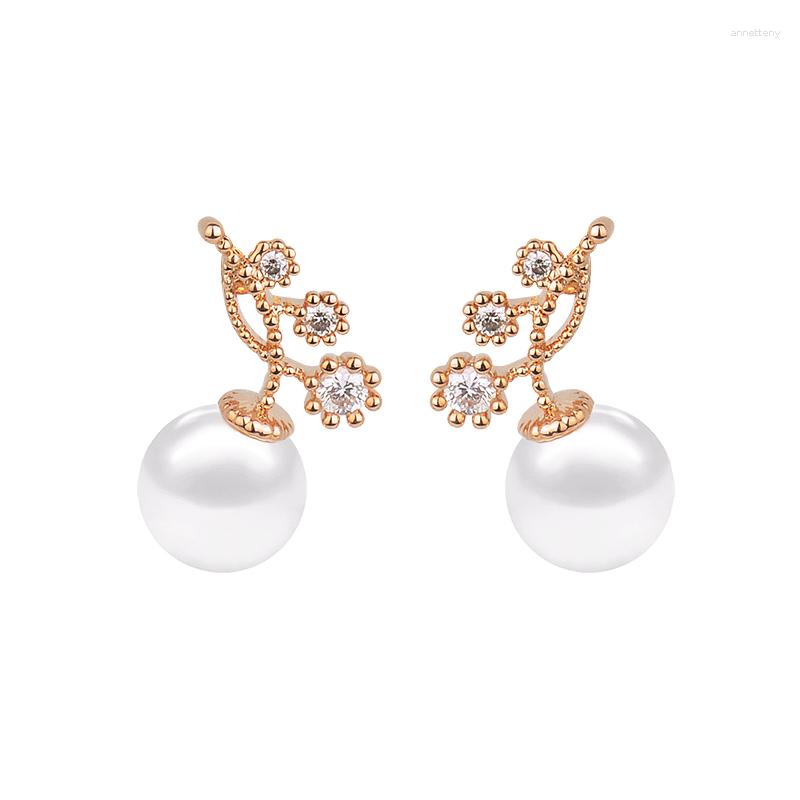 

Stud Earrings 2023 Fashion Lovely White Cherry Rhinestone Leaf Zircon For Woman Jewelry GLE4765