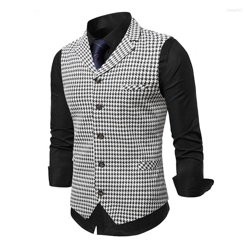 

Men's Vests Mens Suit Vest Fashion Slim Fit Thin Plaid Men Waistcoat Tops Business Male Casual Suits, 9855