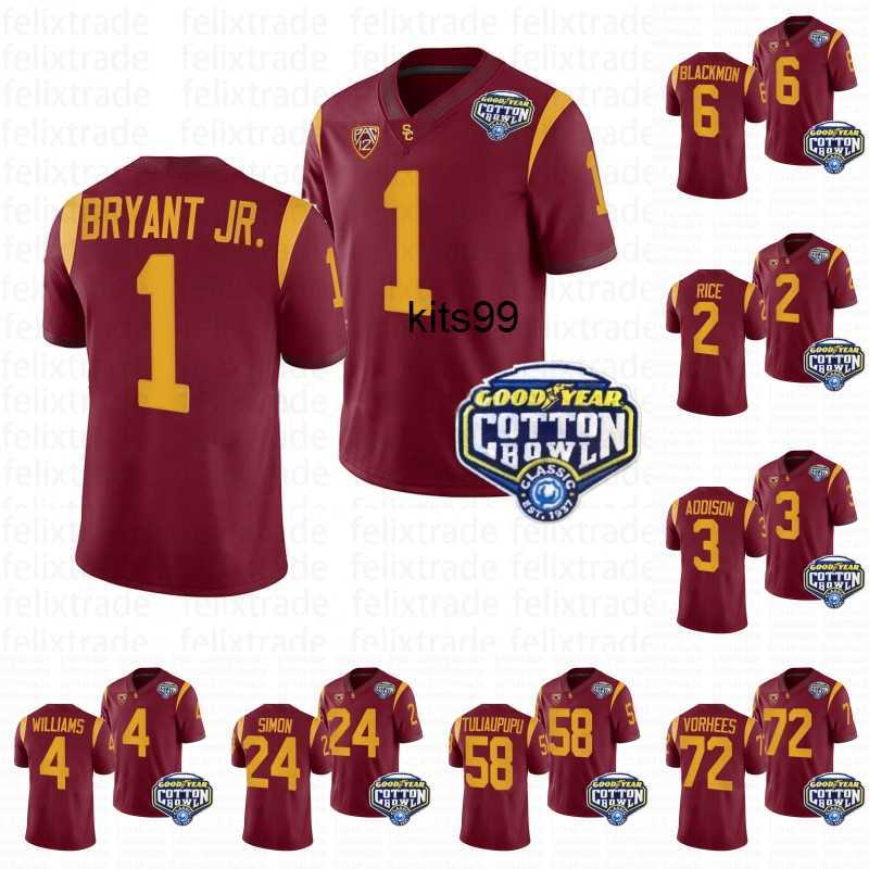 

2023 Cotton Bowl College Football Jersey USC Trojans Reggie Bush Troy Polamalu Caleb Williams Addison Travis Dye Jones Tuipulotu Southern California Brenden Rice, 2 rice