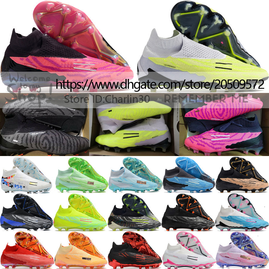 

Send With Bag Quality Soccer Boots Phantom GX Elite FG Ghost Knit Socks Football Cleats Mens High Ankle Firm Ground Leather Lithe Training Soccer Shoes Size US 6.5-12, High 7