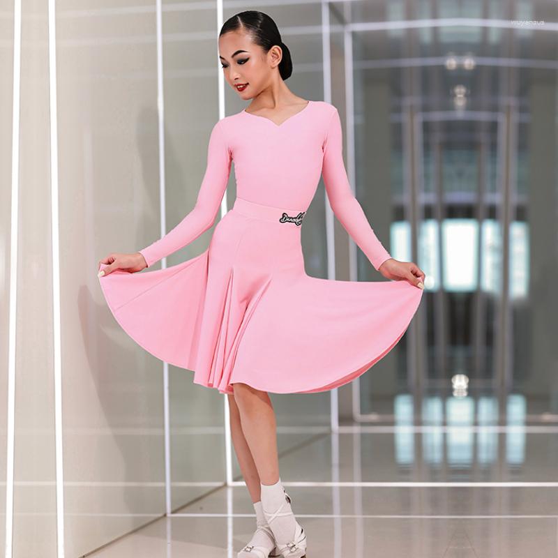

Stage Wear DAS474 Long Sleeve Tops Lotus Design Kids Latin Dance Skirt Girls Belly Dancing Dress Dancewear Peformance Costumes, 002