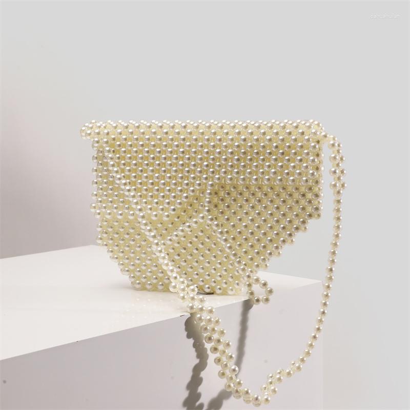 

Evening Bags Korean Style Handmade Pearl Bag Women's Hand-beaded Acrylic Saddle High Quality Female Shoulder 2023 Sell, A3
