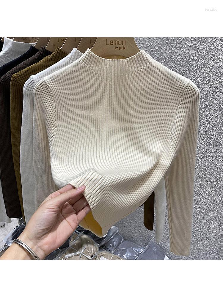 

Women's Sweaters Solid Basic Semi-turtleneck Short Sweater Women 2023 Spring Casual Slim Knit Pullover Korean Fashion Long Sleeve Top Female, Black
