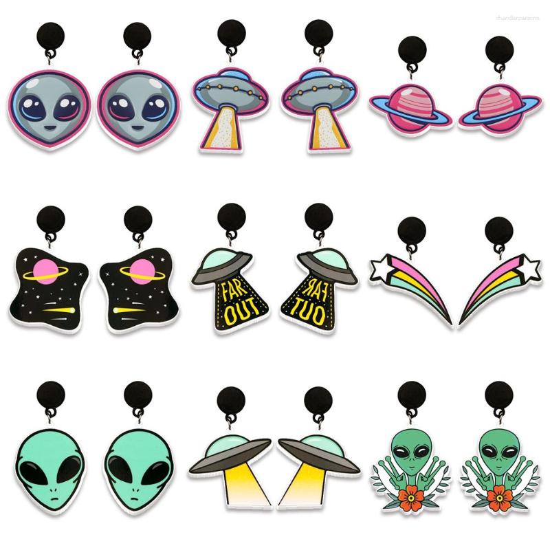 

Stud Earrings Acrylic Black Cartoon Alien Charms For