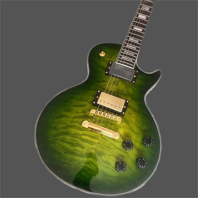 

Brand lp electric guitar, selected green tiger finishes, gold accessories, professional wood, free delivery