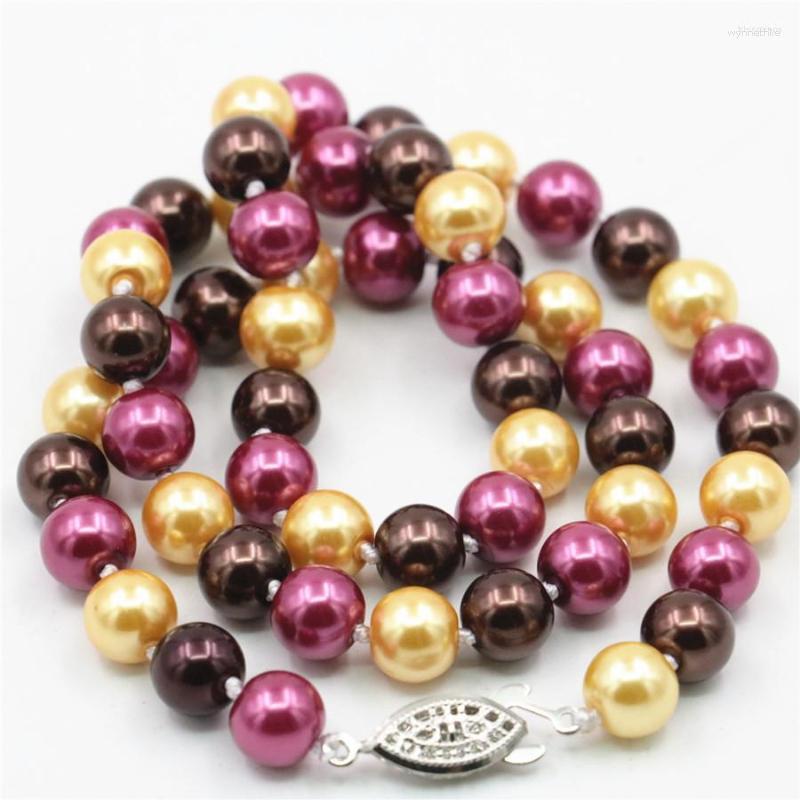 

Chains Beautiful Fashion Jewelry Charming 8mm South Sea Multicolor Shell Pearl Necklace Gifts For Girl Women 18" Sp0351