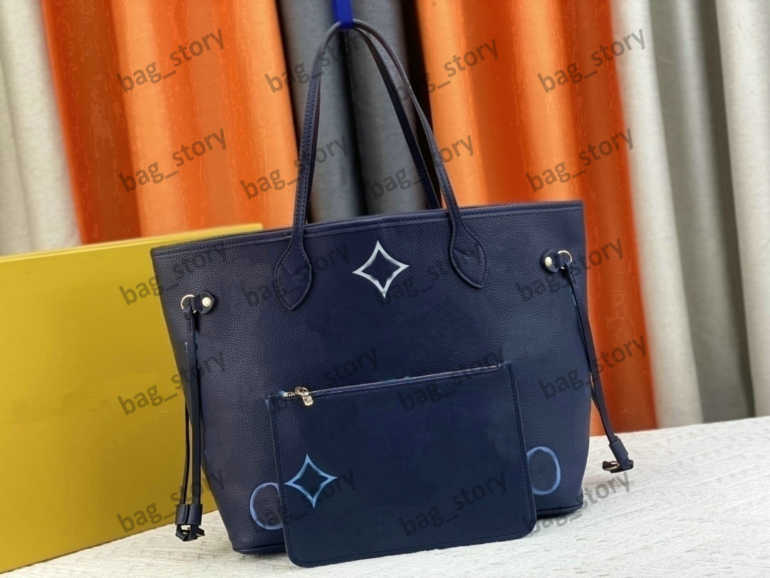 

Never MM FULL Beige Designer Women's Tote Gradient Blue Neutral Shopping Bag with Removable printed pouch Handbags for Women functional carryall Bag M46516 M46514