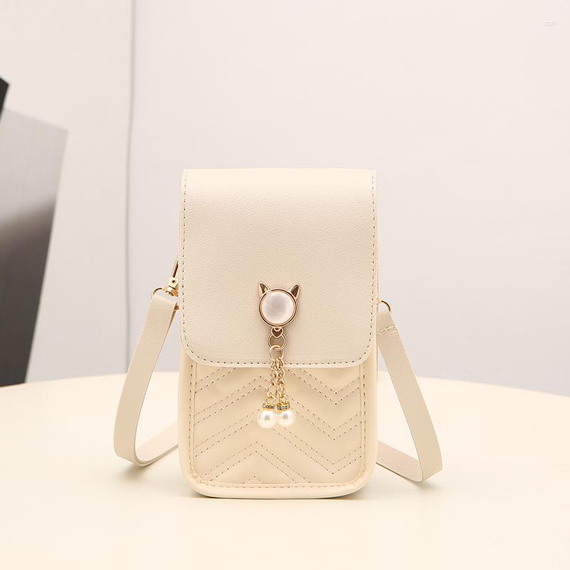 

Evening Bags 2023 Spring Summer Mini Cross-body Mobile Phone Shoulder Bag Pearl Tassel Cover-style Female Diagonal, Black