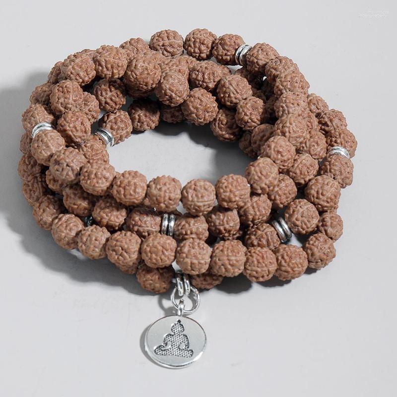 

Strand OAIITE 108 Mala Beads Bracelet Natural Rudraksha Prayer Meditation Buddhist For Women Men Tibetan Healing Jewelry