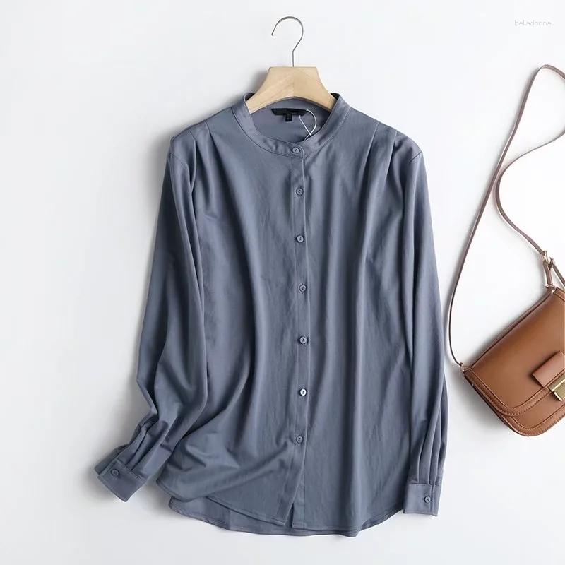 

Women' Blouses Dave&Di Autumn Long Sleeve Blouse Women Indie Folk Casual Blusas Mujer De Moda Stand Collar Shirt And Tops, White