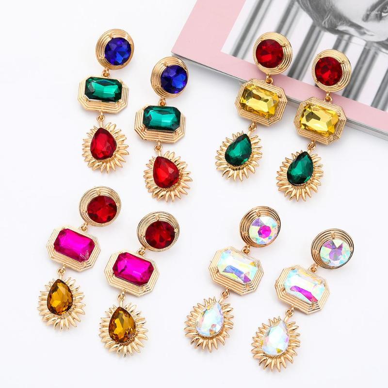 

Dangle Earrings Fashion Pendant Trendy Jewelry Luxury Sparkly Clear Crystal Party Long Hanging For Women Girl