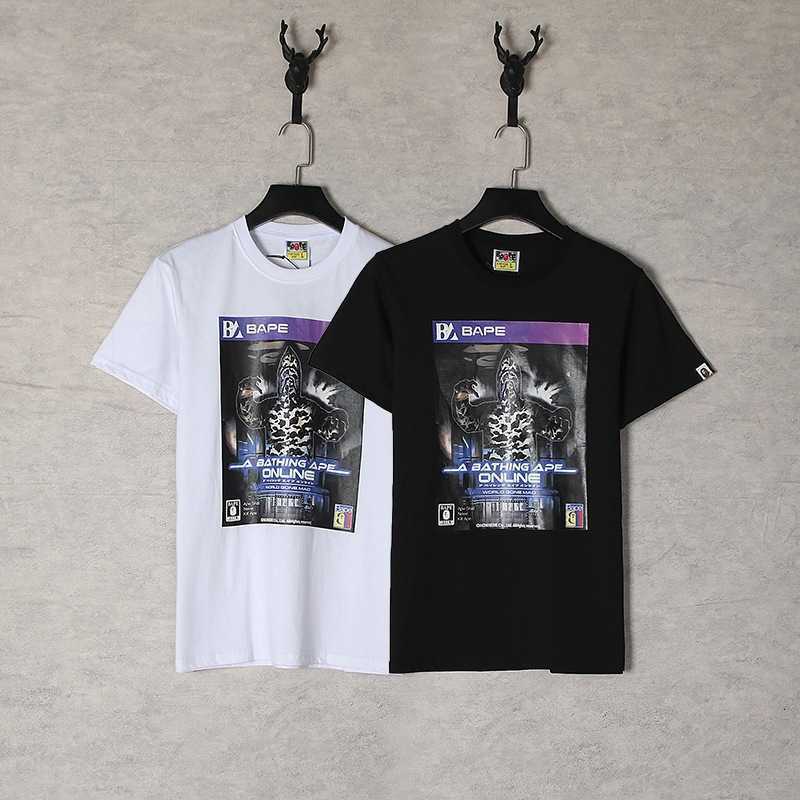 

Fashion designer luxury Chaopai Ape Head Print Men's Casual Summer Short Sleeve Loose fitting Youth APE T-shirt super high quality, White