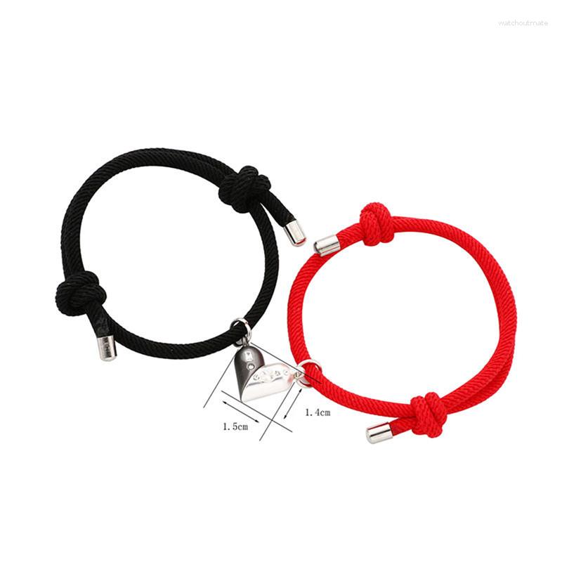 

Charm Bracelets Heart Magnetic Couple Pendant Bracelet Set For Men Women Lover Friend Friendship Braid Rope Magnet Jewelry Gift