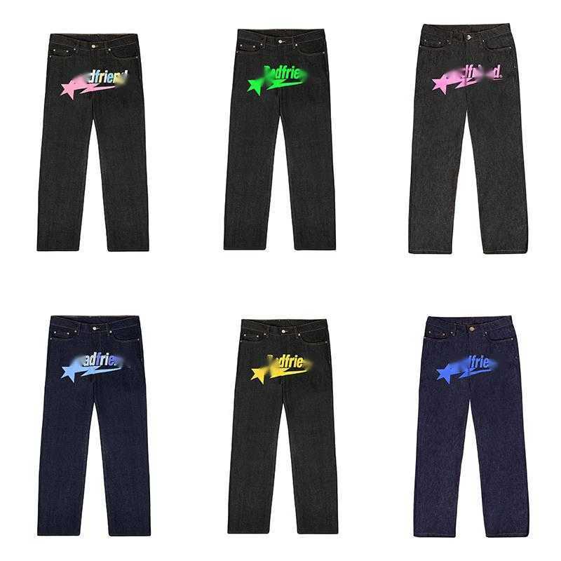 

2023 Designer Mens Jeans university Y2k Jeans Badfriend Hip Hop Letter Printed Black Pants Men Women Fashion Casual Rock Wide Foot Baggy Trouser Streetwear