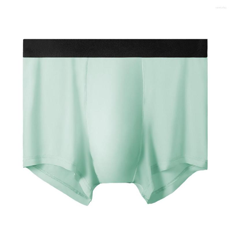 

Underpants Ice Silk Seamless Panties Men Smooth Boxer Briefs Soft Comfort Underwear Thin Shorts Male Bulge Pouch Summer, Black