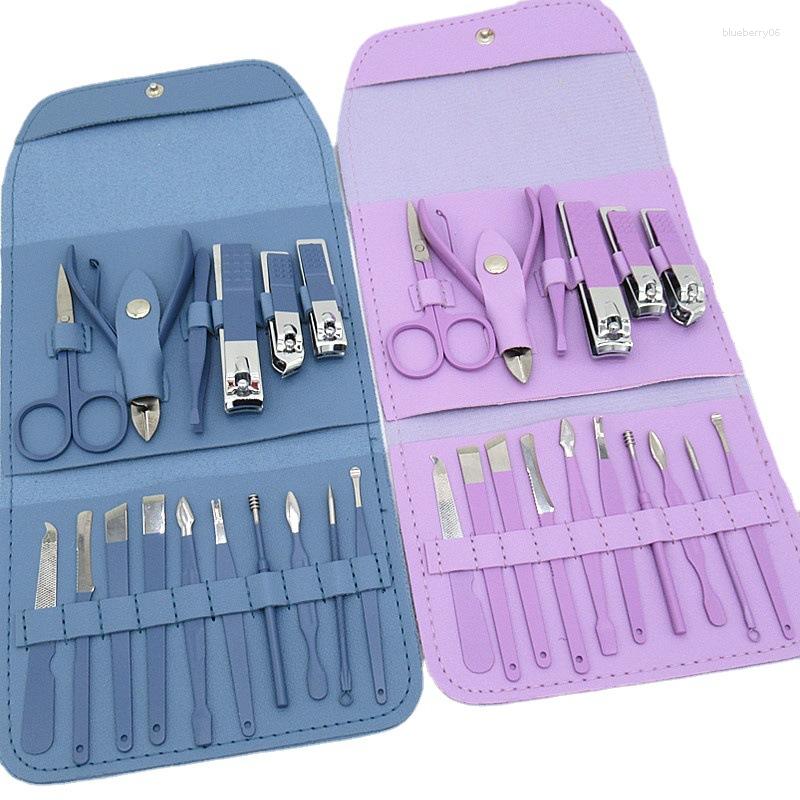 

Nail Art Kits Manicure Set Clippers Tools Household 12/16Pcs Green Steel Stainless Ear Spoon Cutters Scissors Kit For