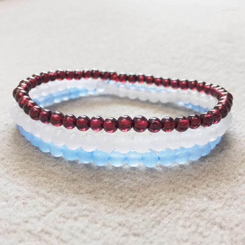 

Link Bracelets MG0093 Snow Quart Z Bracelet For Women Design NATURAL Garnet Mala Beads 4 Mm Mini Gem Stone Set