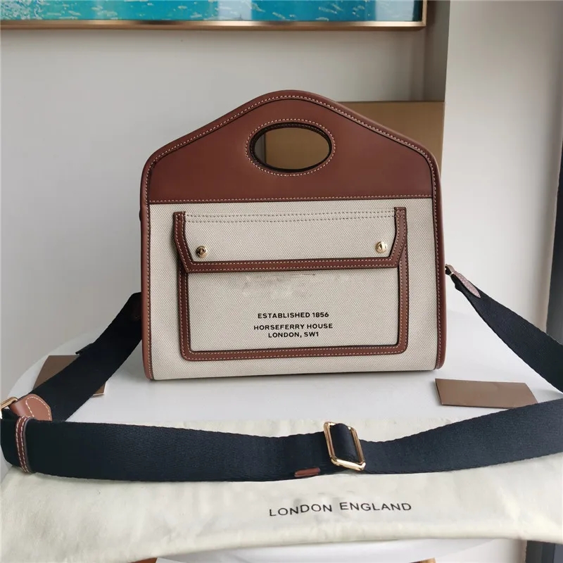 

Designer Luxury handbags purse Two Tone Canvas Leather Pocket Bag 2way bag Shopper Tote Bag 2738