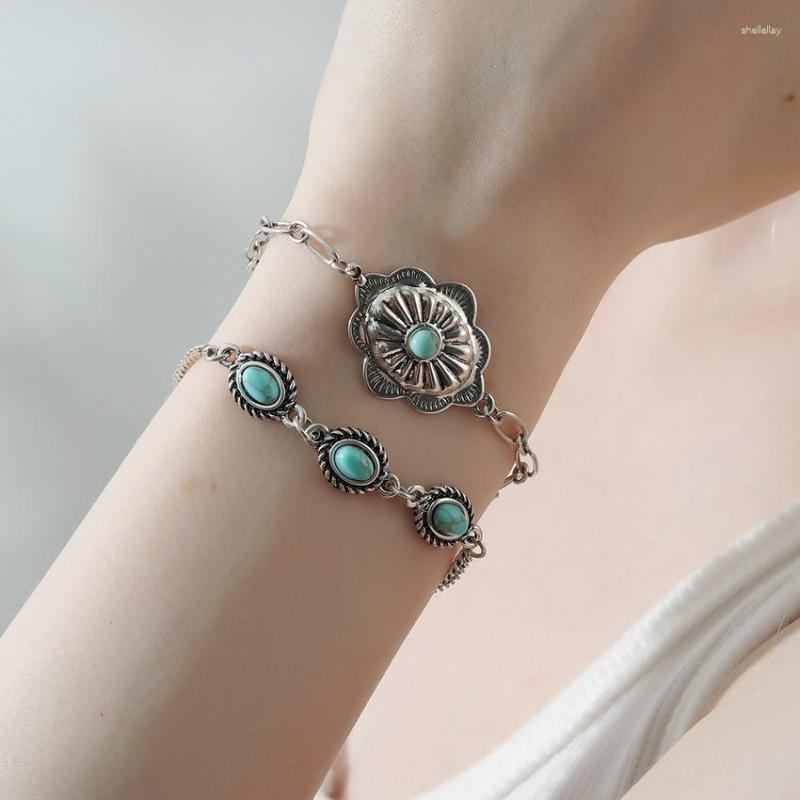 

Charm Bracelets Vintage Western Turquoise Concho For Women 2023 Boho Jewelry