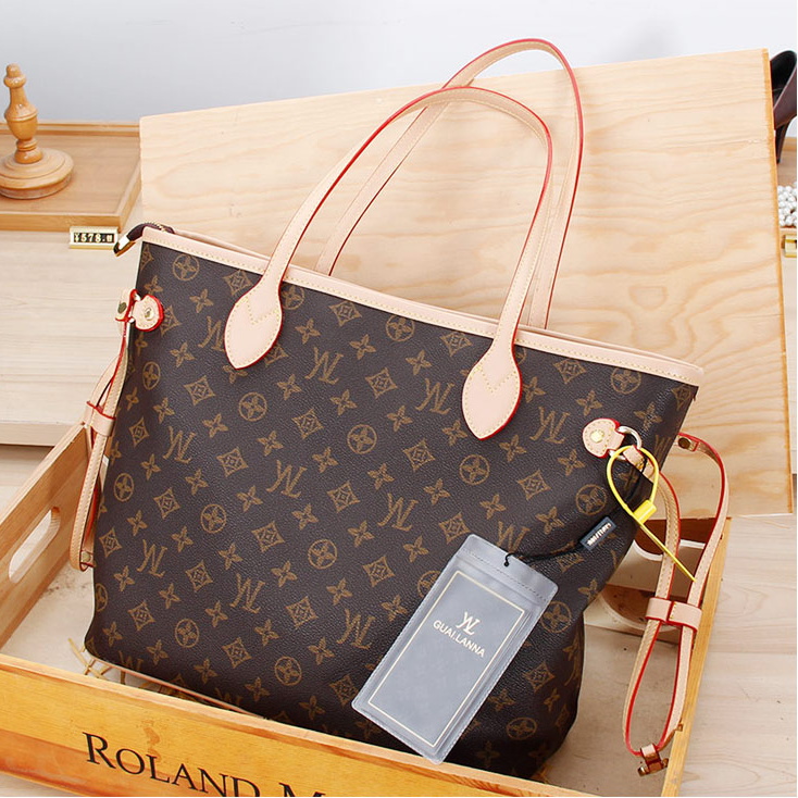 

high quality 2pcs set Top quality Women leather handbag designer lady clutch purse retro shoulder louise Purse vutton Crossbody viuton Bag, This is an invoice