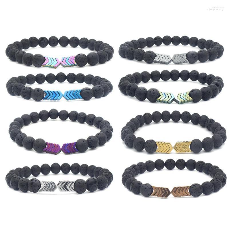 

Strand Natural Stone Bead Men's Bracelet Retro Volcanic Colorful Magnetite For Women Unisex Pulseras Mujer Boho Jewelry