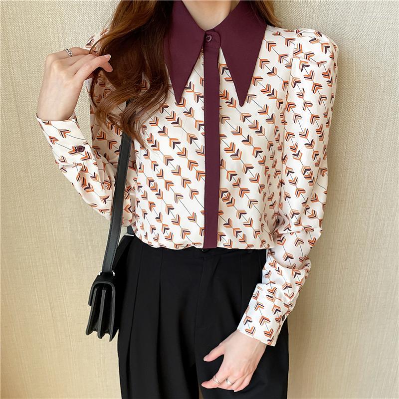 

Women' Blouses Fashion Printing Ladies Shirts Women' 2023 Spring Summer Lantern Sleeve Tops Blusas Mujer, Apricot