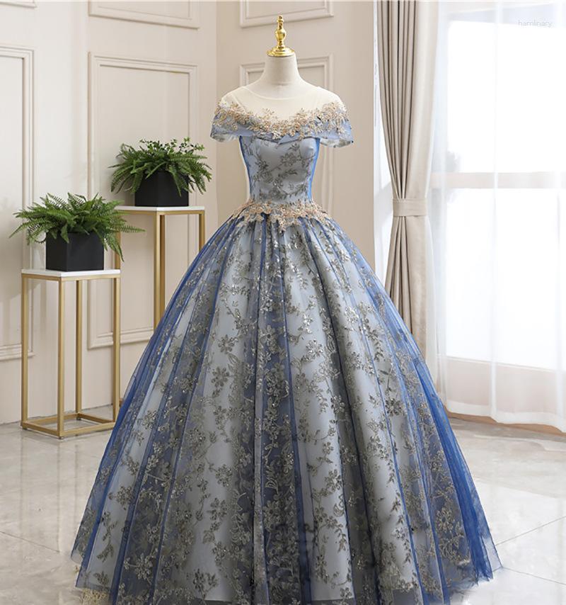 

Ethnic Clothing Elegant Beading A Line Tulle Evening Dress Women Formal Sequins Prom Short Sleeve Party Gown Vestido De