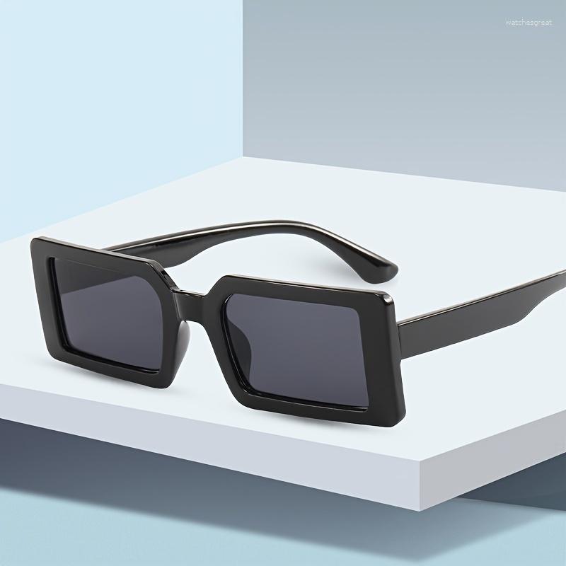 

Sunglasses 90s Narrow Frame Square Vintage Rectangle Sun Glasses With Zipper Case