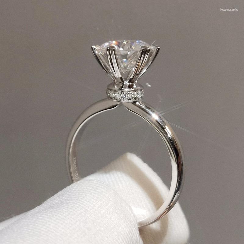 

Cluster Rings 2 White Natural Moissanite Gemstone Bizuteria Real S925 Sterling Silver Color Ring For Women 925 Jewelry Females