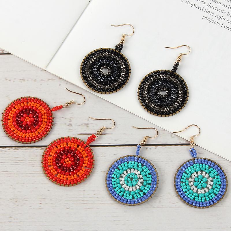 

Dangle Earrings Ethnic Bohemian Pure Handmade Beaded Round For Women Colorful Circle Boho Vintage Drop Pendientes Mujer