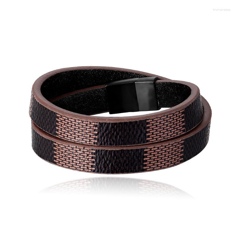 

Charm Bracelets Handmade Cross Wide Cuff Stainless Steel Magnetic Genuine Leather Men & Bangles For Women Jewelry Raym22