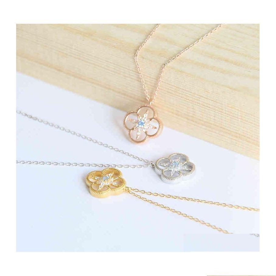 

Pendant Necklaces S925 Sterling Sier Clover Necklace Female Hollowed Out Ins Light Luxury Design Highgrade Clavicle Dhcpi