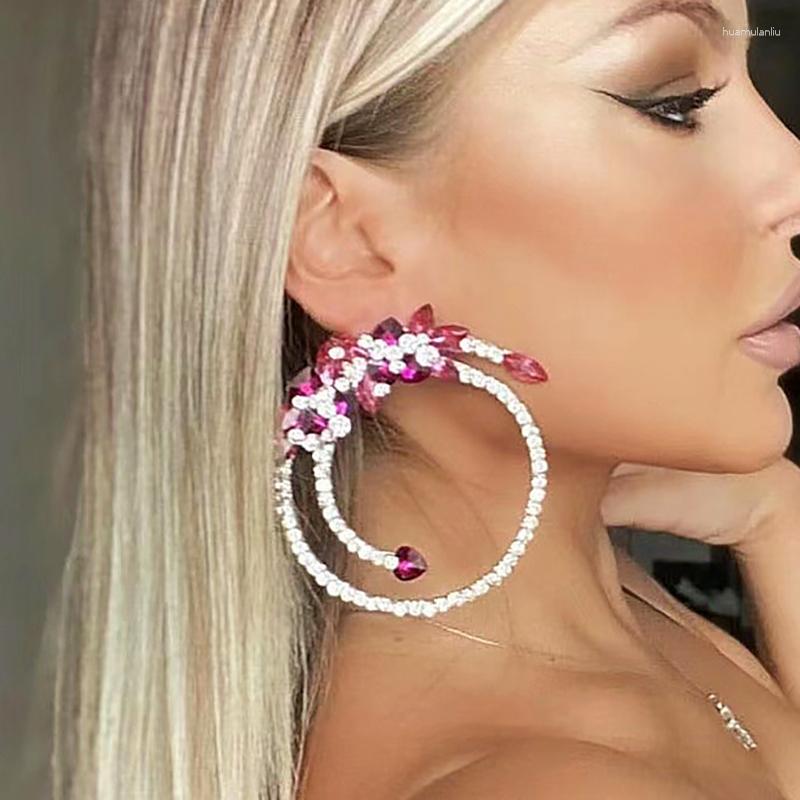 

Dangle Earrings Luxury Upscale For Women Geometry Circular Jewelry Flowers And Plants Personality Originality Rhinestone