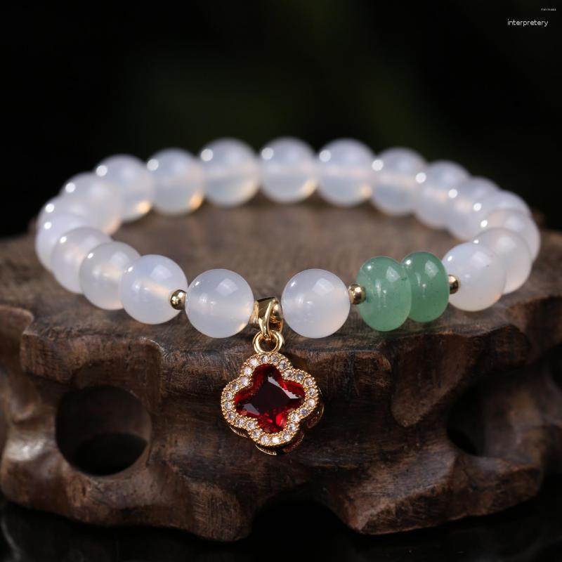 

Link Bracelets Original Design Brazilian Agate Bracelet Feminine Lucky Four-leaf Clover PendantHigh-end Jewelry For Women